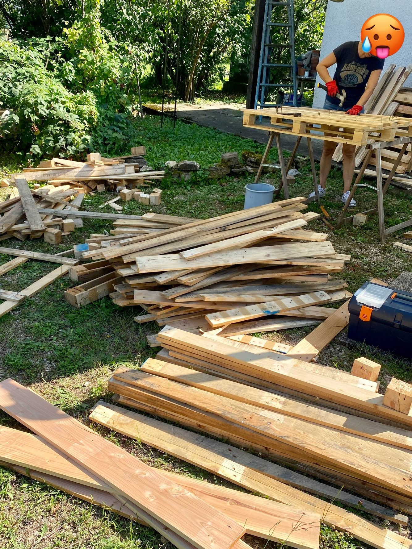 Atelier, palettes, démontage